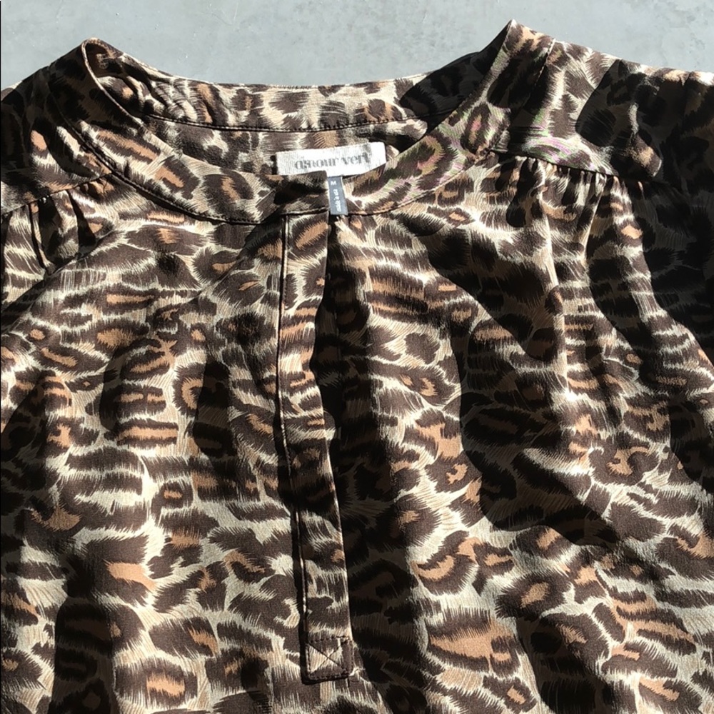 Amour Vert silk top on trend animal print.